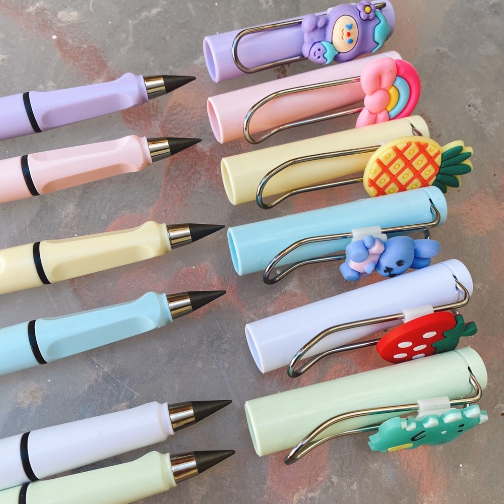 NWT -SET CUTE PENCIL - INFINITE PENCIL - COLORFUL PASTEL COLOR - 6 PCS - - Picture 5 of 6
